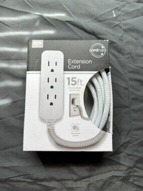 Jasco 15' Extension Cord w/ Flat Plug and 3 Grounded Outlets Indoor Use